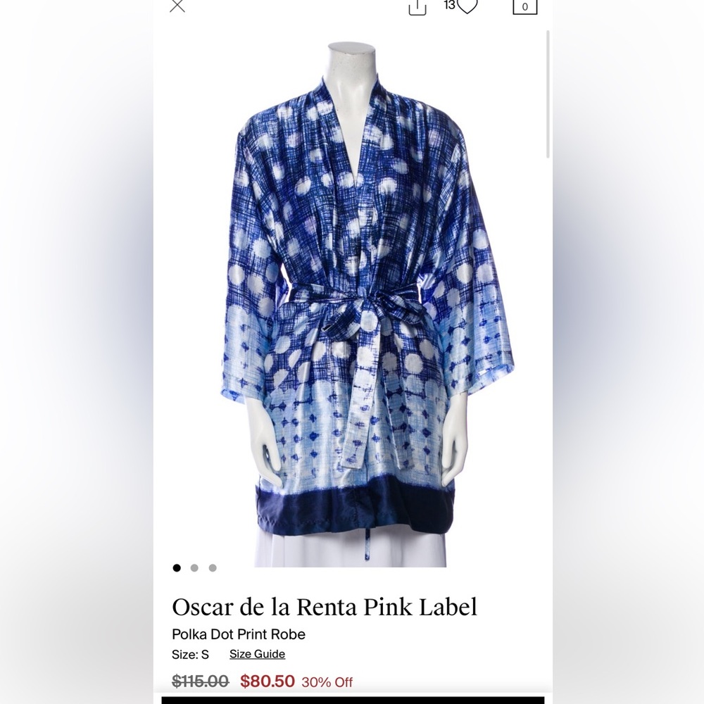 Oscar de la Renta pink label, Blue Polka Dot Robe